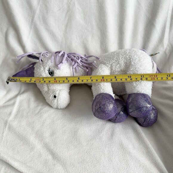 Bunnies by the Bay White Unicorn Purple Mane Sparkle Feet Stuffed Plush Toy - Picture 5 of 5